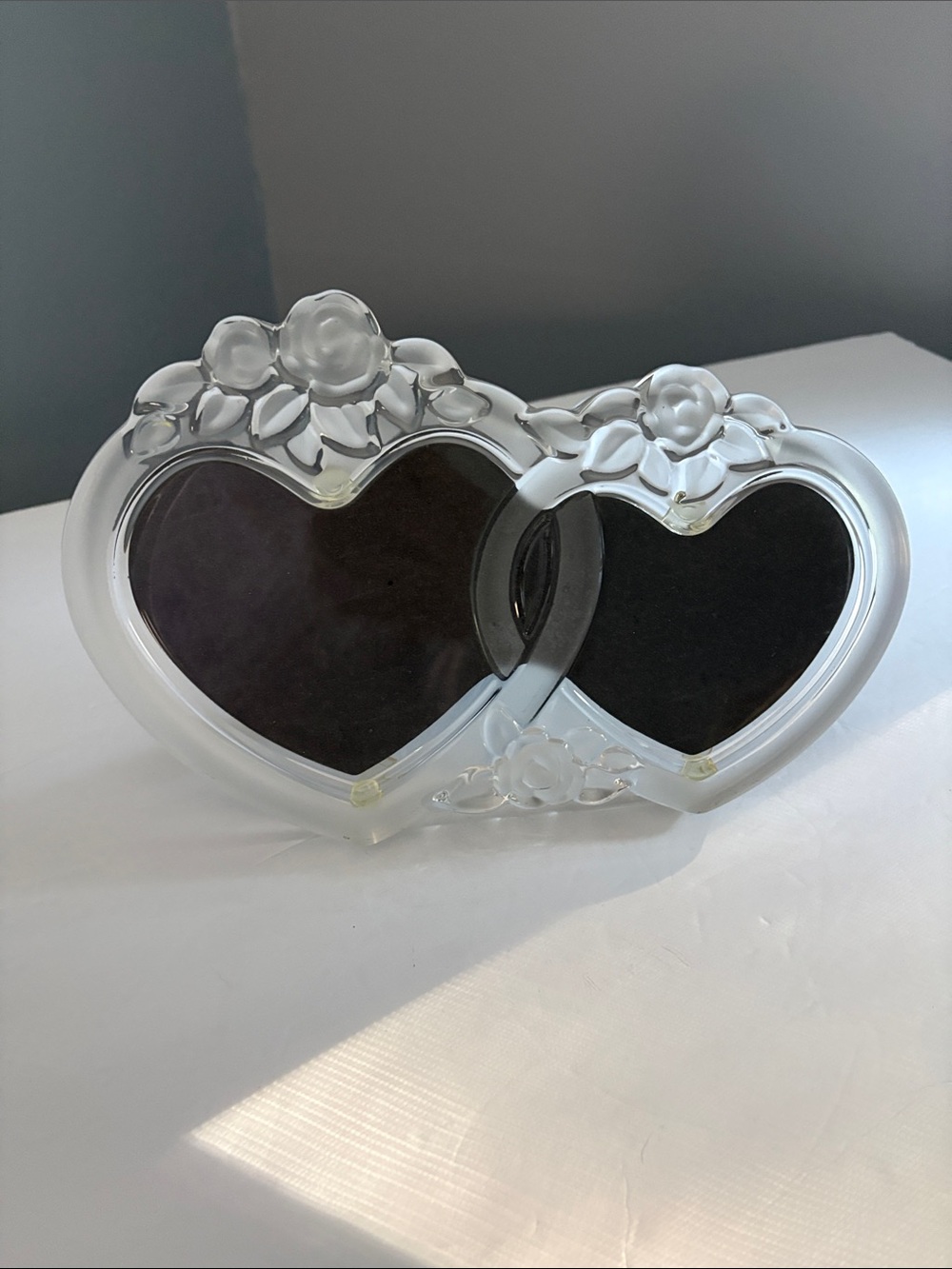 Clear Double Heart Photo Frame - Decorative Home Wall Decor